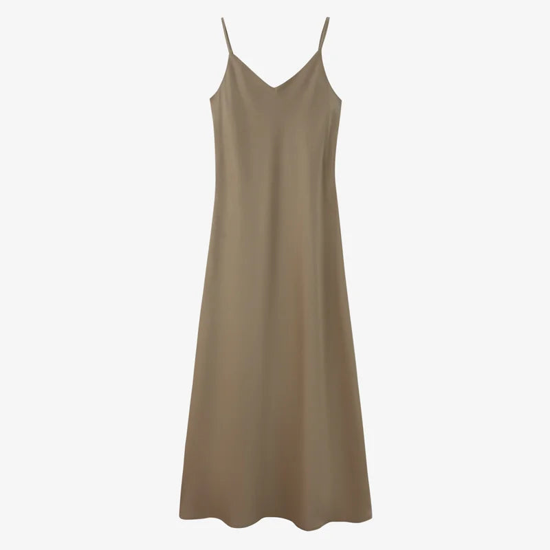 Elegant Two-Piece Ensemble: Ribbed Wrap Top & Satin Dress