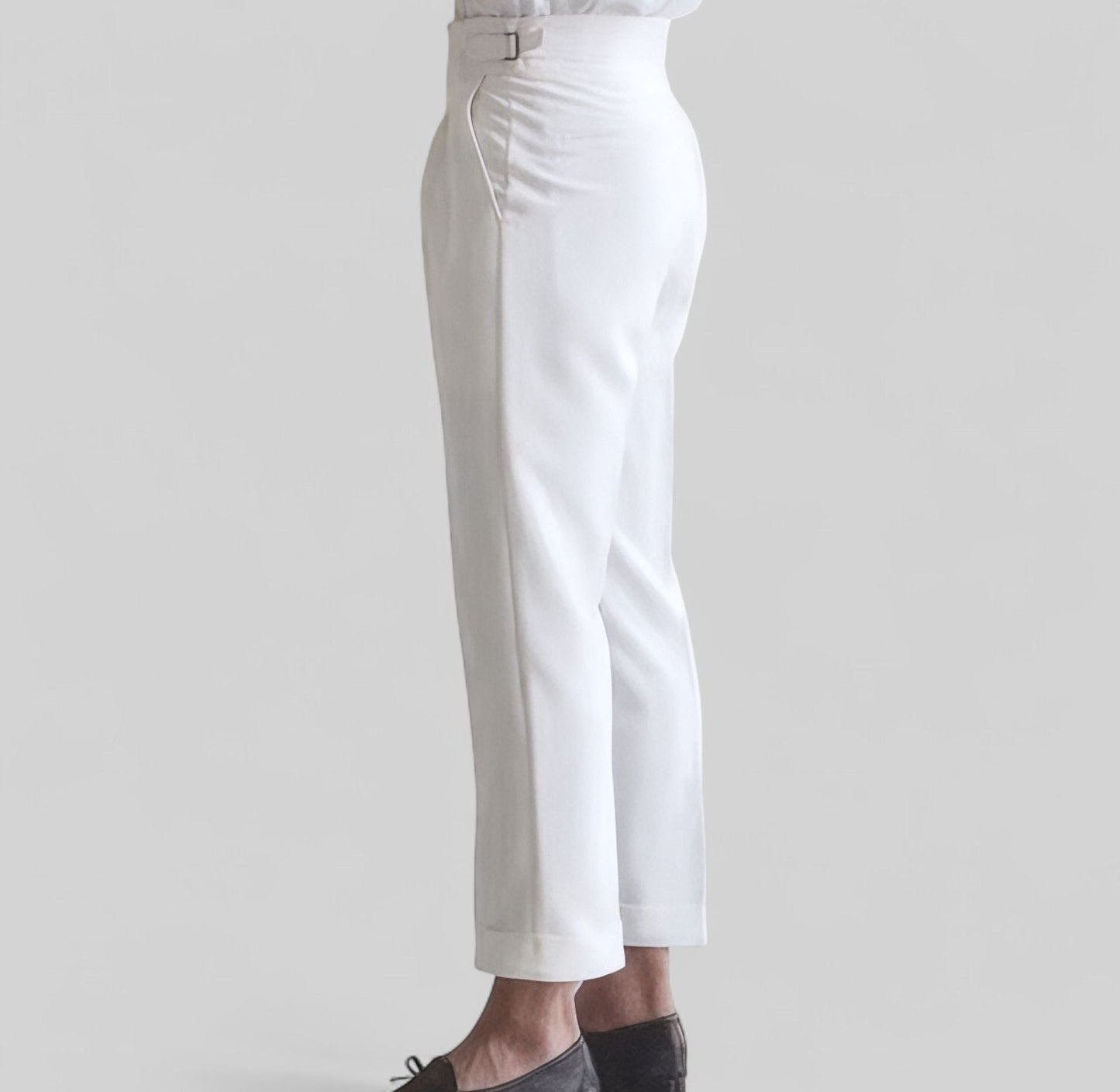 Elegant Baby Blue & White Set - High-Waisted Shirt & Trousers