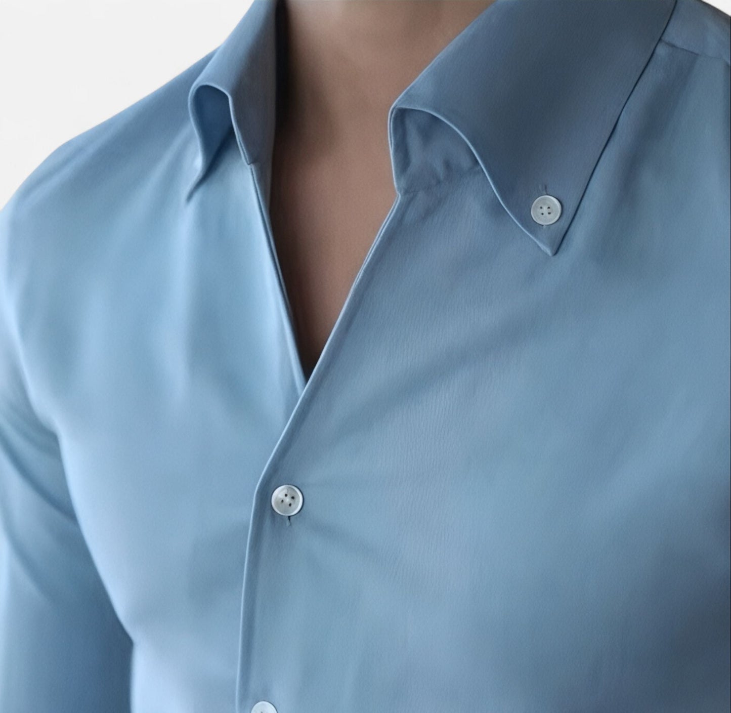 Elegant Baby Blue & White Set - High-Waisted Shirt & Trousers