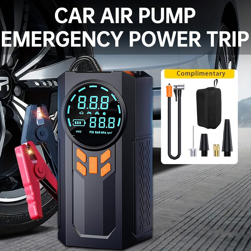 Portable Car Jump Starter & Tire Inflator – 5-in-1 Multi-Function with LED Display