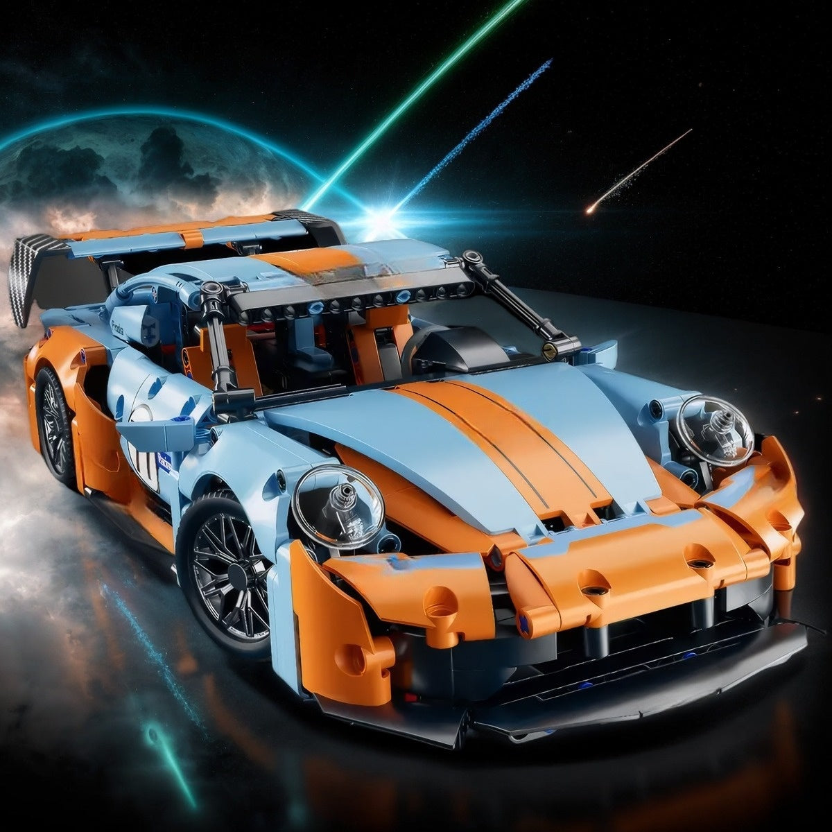 1280Ocs+ Orange Sports Car Building Blocks, Racing Car Building Block Toy Set, a Perfect Birthday Gift, Easter Gift, for Boyfriend Or Husband.