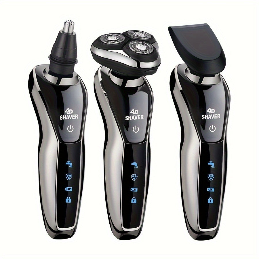 Men’s 3-in-1 Electric – Rechargeable Razor with Nose Hair Trimmer & Beard Grooming