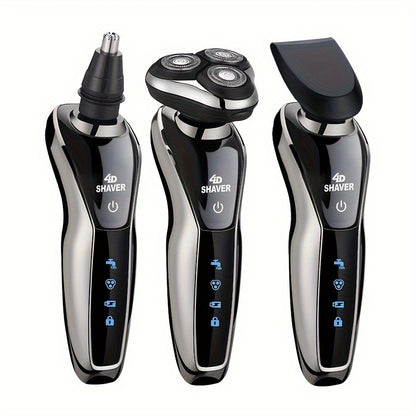 Men’s 3-in-1 Electric – Rechargeable Razor with Nose Hair Trimmer & Beard Grooming