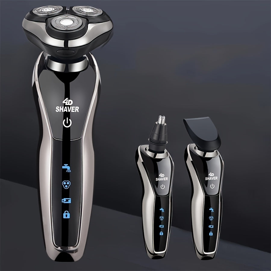 Men’s 3-in-1 Electric – Rechargeable Razor with Nose Hair Trimmer & Beard Grooming