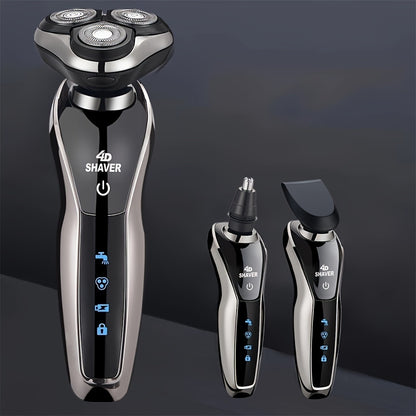 Men’s 3-in-1 Electric – Rechargeable Razor with Nose Hair Trimmer & Beard Grooming