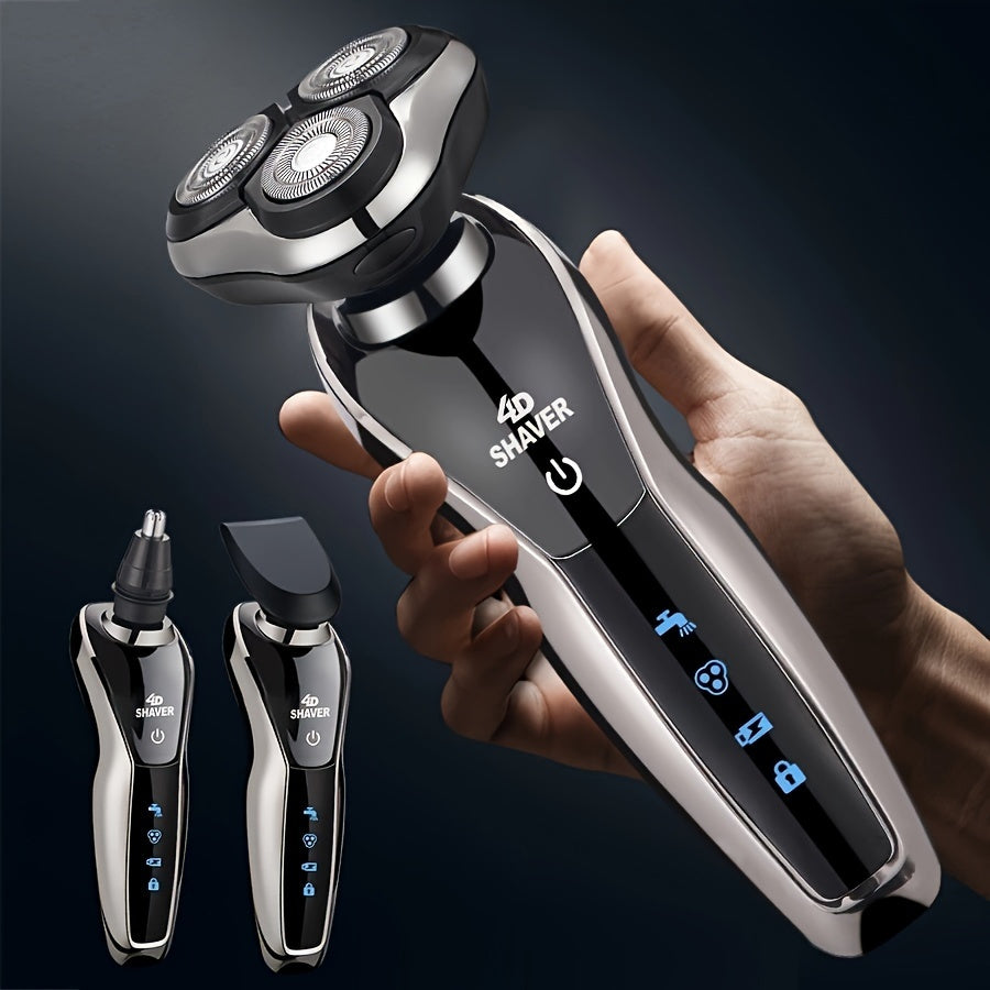 Men’s 3-in-1 Electric – Rechargeable Razor with Nose Hair Trimmer & Beard Grooming