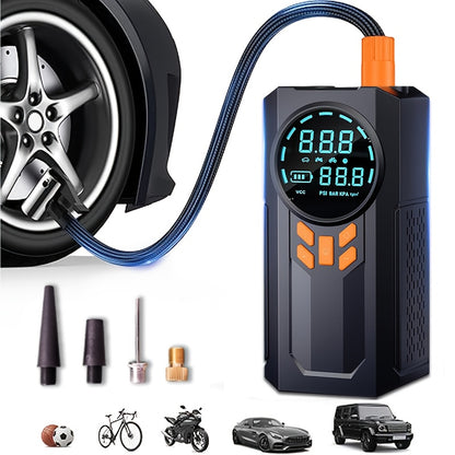 Portable Car Jump Starter & Tire Inflator – 5-in-1 Multi-Function with LED Display