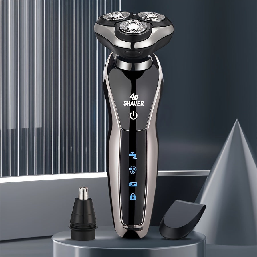 Men’s 3-in-1 Electric – Rechargeable Razor with Nose Hair Trimmer & Beard Grooming