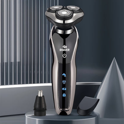 Men’s 3-in-1 Electric – Rechargeable Razor with Nose Hair Trimmer & Beard Grooming