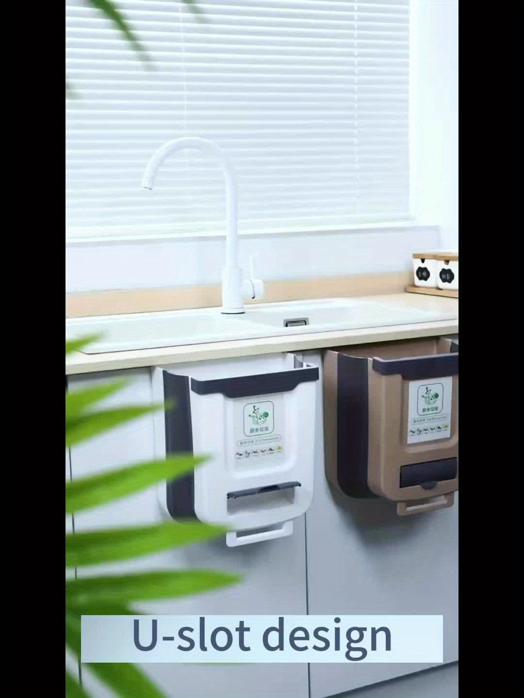 Foldable Wall-Mounted Trash Can for Cabinet Doors