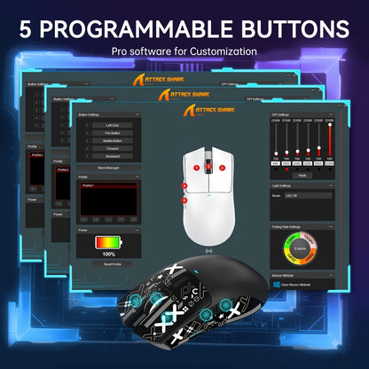 Attack Shark X11 Wireless Gaming Mouse with RGB Charging Dock