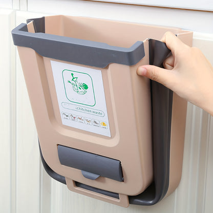 Foldable Wall-Mounted Trash Can for Cabinet Doors