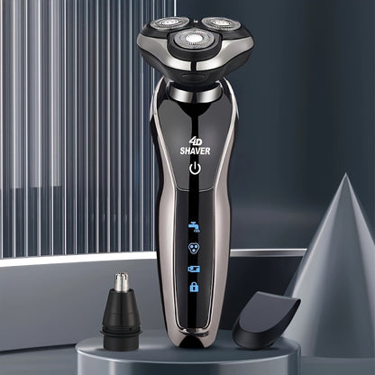 Men’s 3-in-1 Electric – Rechargeable Razor with Nose Hair Trimmer & Beard Grooming