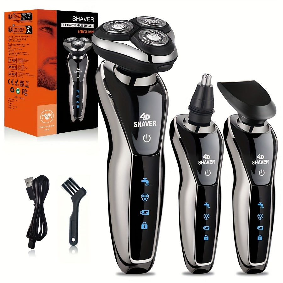 Men’s 3-in-1 Electric – Rechargeable Razor with Nose Hair Trimmer & Beard Grooming