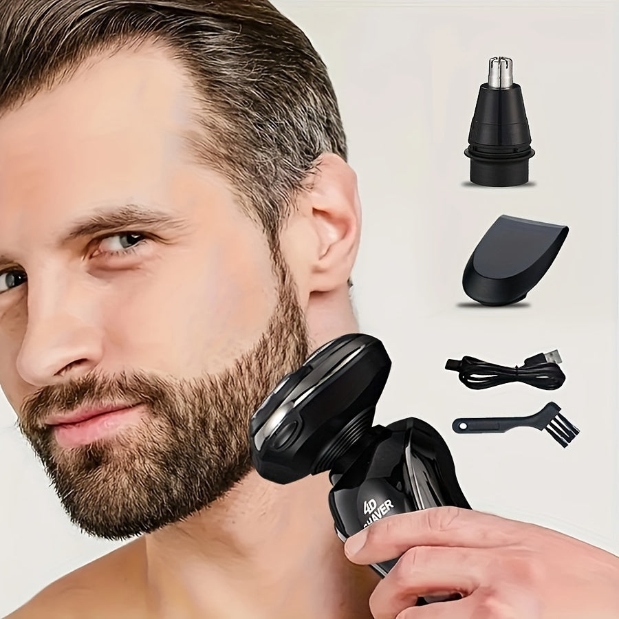 Men’s 3-in-1 Electric – Rechargeable Razor with Nose Hair Trimmer & Beard Grooming