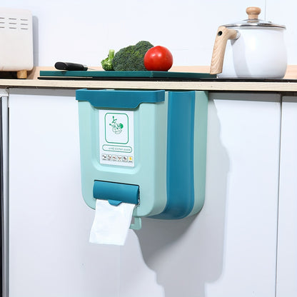 Foldable Wall-Mounted Trash Can for Cabinet Doors