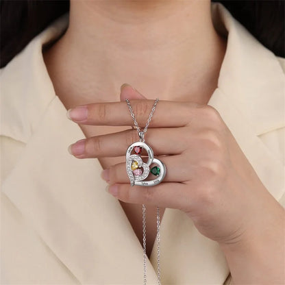 Personalized Heart Necklace with Birthstones