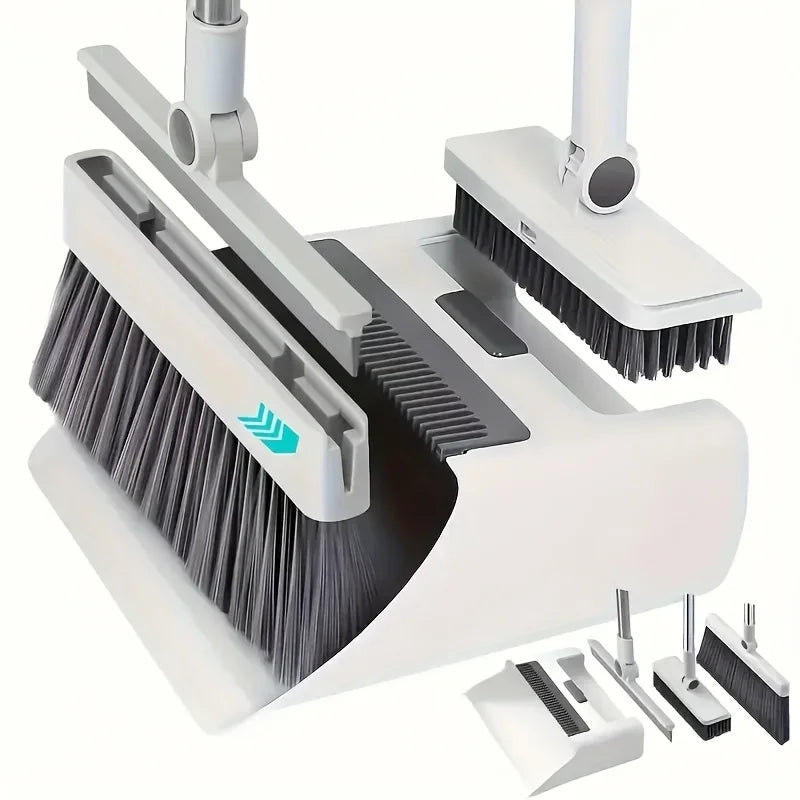 4-in-1 Cleaning Set | Multi-Purpose Broom & Dustpan for Home and Office
