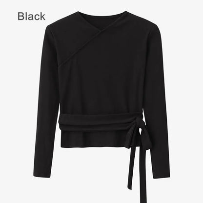 Elegant Two-Piece Ensemble: Ribbed Wrap Top & Satin Dress
