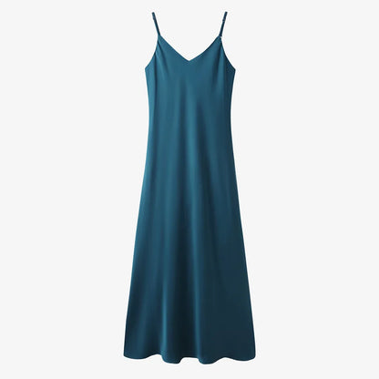 Elegant Two-Piece Ensemble: Ribbed Wrap Top & Satin Dress