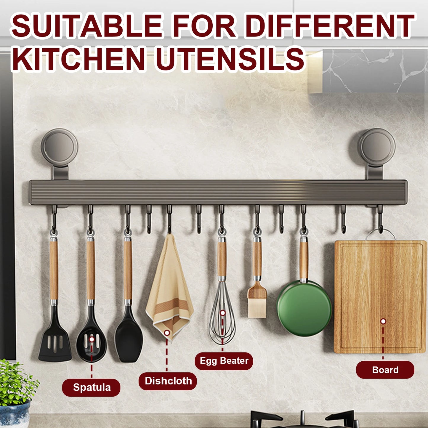 Drill-Free Wall-Mounted Kitchen Hooks