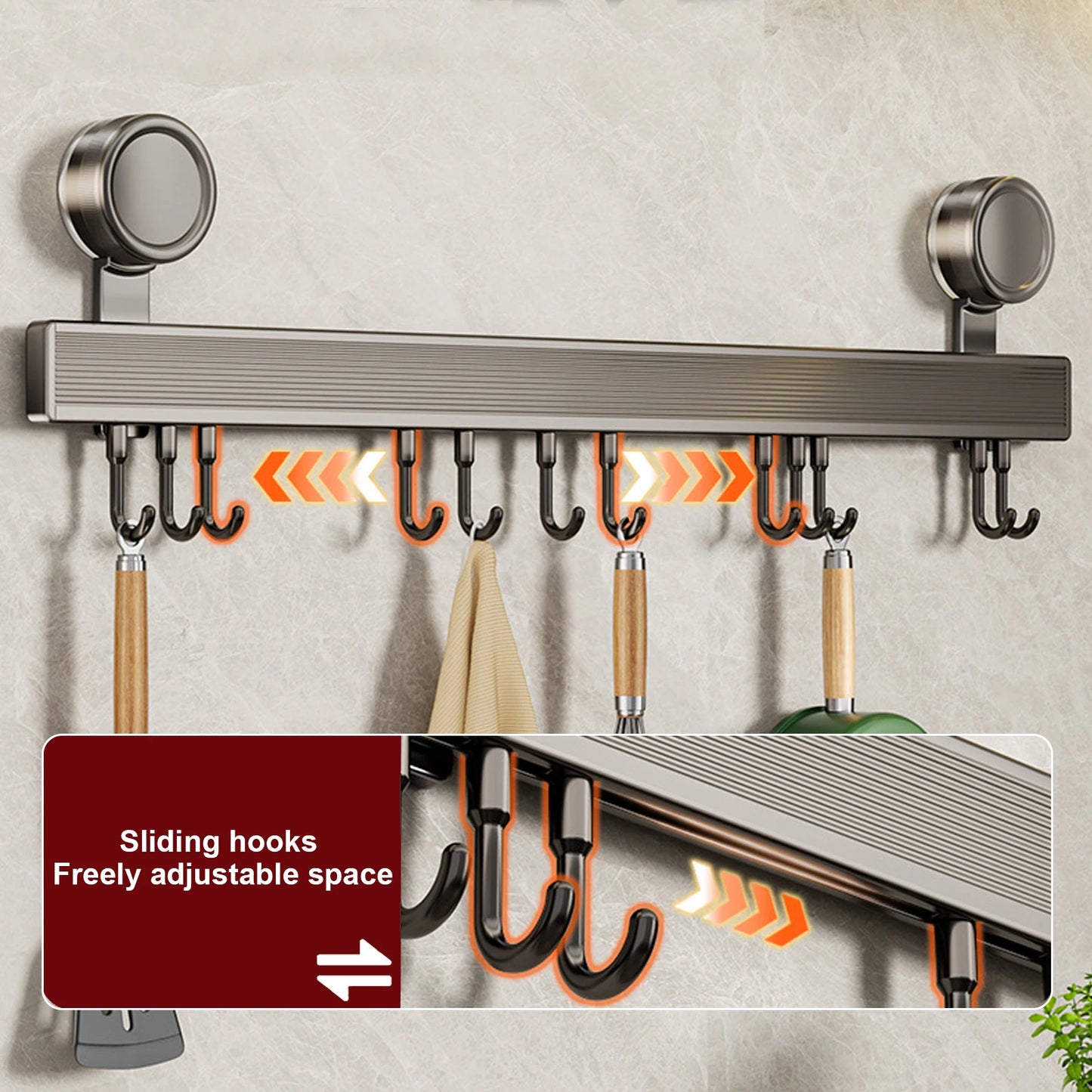 Drill-Free Wall-Mounted Kitchen Hooks