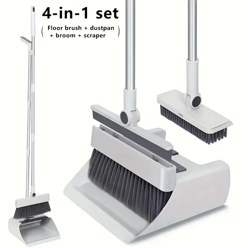 4-in-1 Cleaning Set | Multi-Purpose Broom & Dustpan for Home and Office