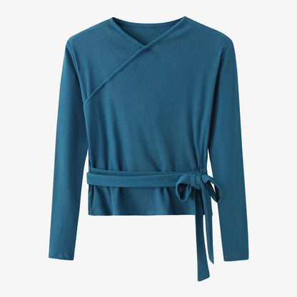 Elegant Two-Piece Ensemble: Ribbed Wrap Top & Satin Dress