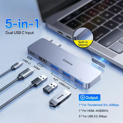 USB-C Hub Adapter – 6-in-1 HDMI, USB, SD/TF, Thunderbolt