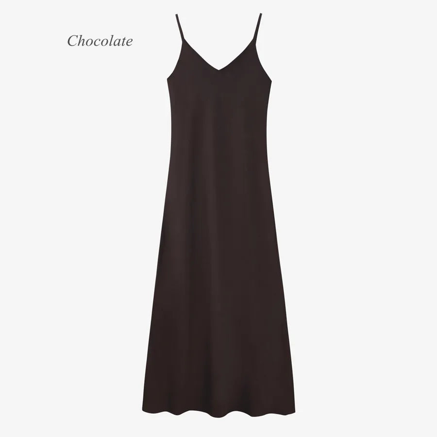 Elegant Two-Piece Ensemble: Ribbed Wrap Top & Satin Dress