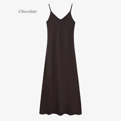 Elegant Two-Piece Ensemble: Ribbed Wrap Top & Satin Dress