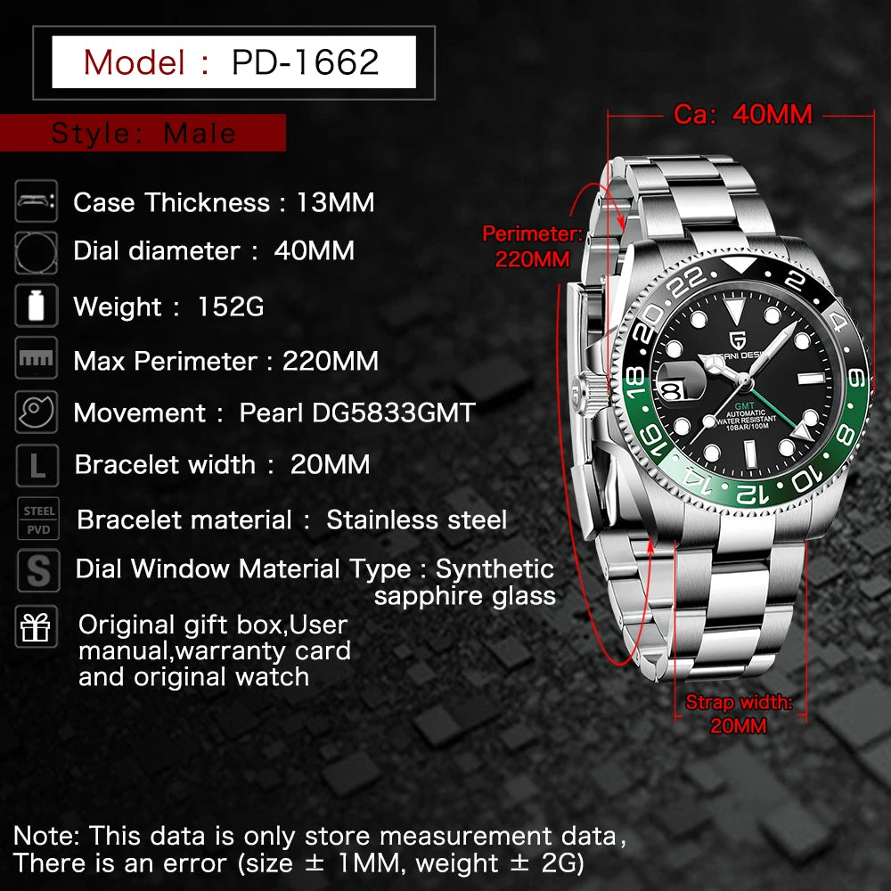 Pagani PD-1662 GMT Men’s Automatic Watch