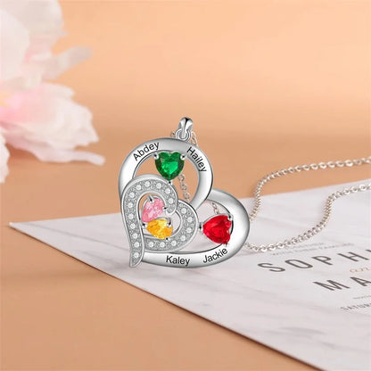 Personalized Heart Necklace with Birthstones