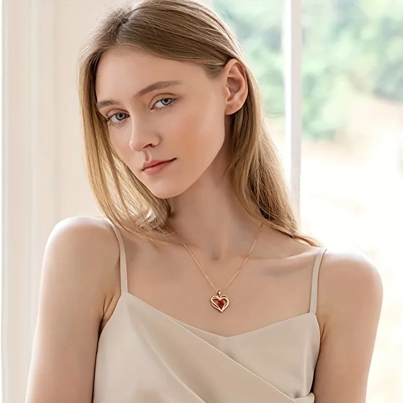 Romantic Zirconia Necklace in an Eternal Rose Gift Box