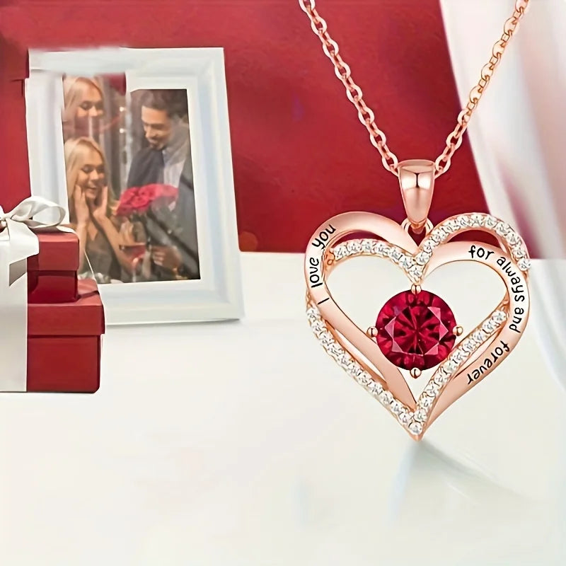 Romantic Zirconia Necklace in an Eternal Rose Gift Box