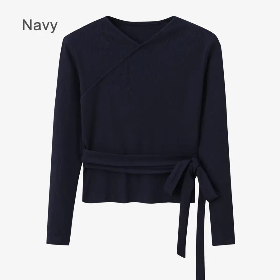 Elegant Two-Piece Ensemble: Ribbed Wrap Top & Satin Dress