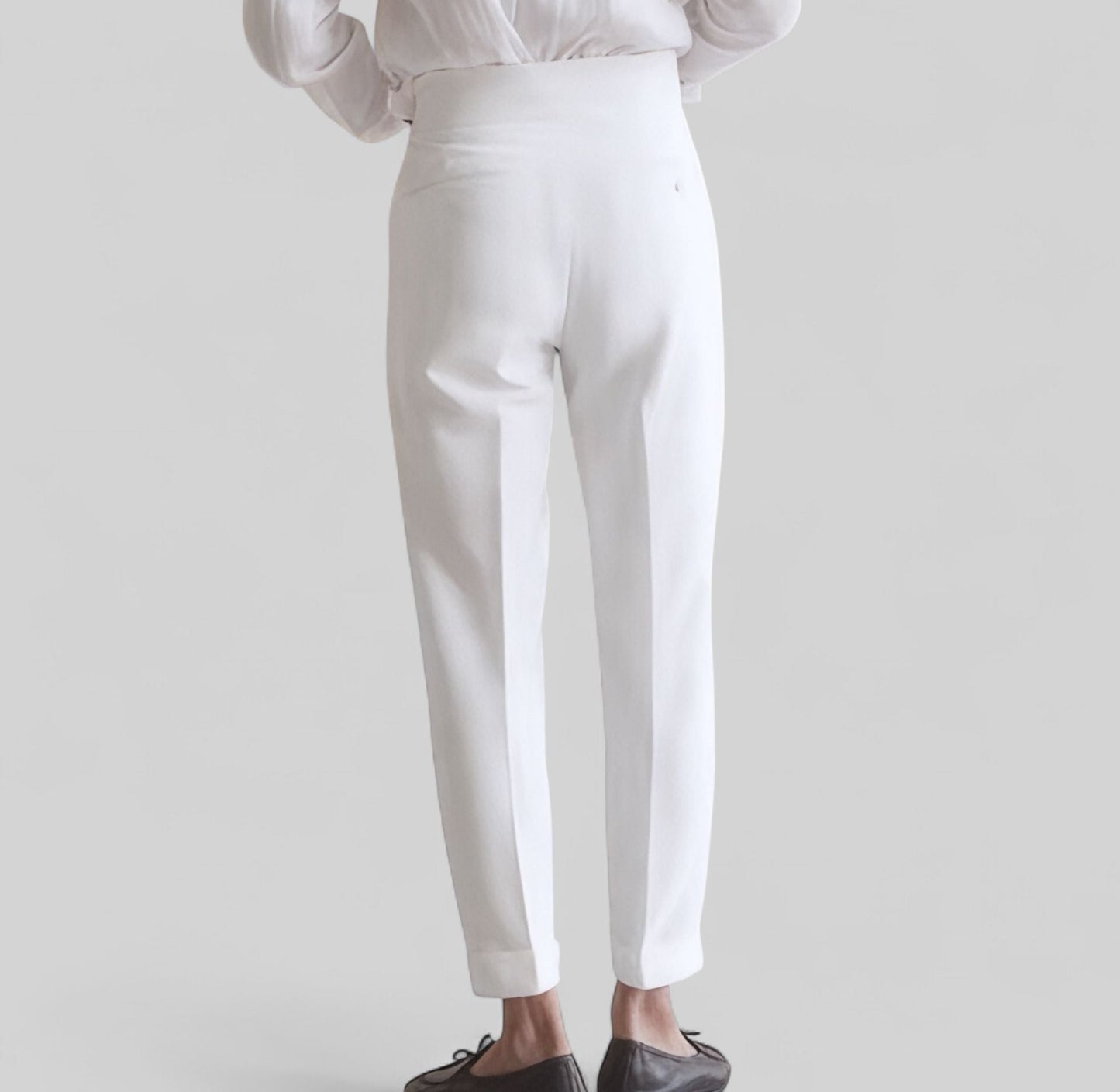 Elegant Baby Blue & White Set - High-Waisted Shirt & Trousers