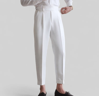 Elegant Baby Blue & White Set - High-Waisted Shirt & Trousers
