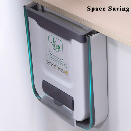 Foldable Wall-Mounted Trash Can for Cabinet Doors