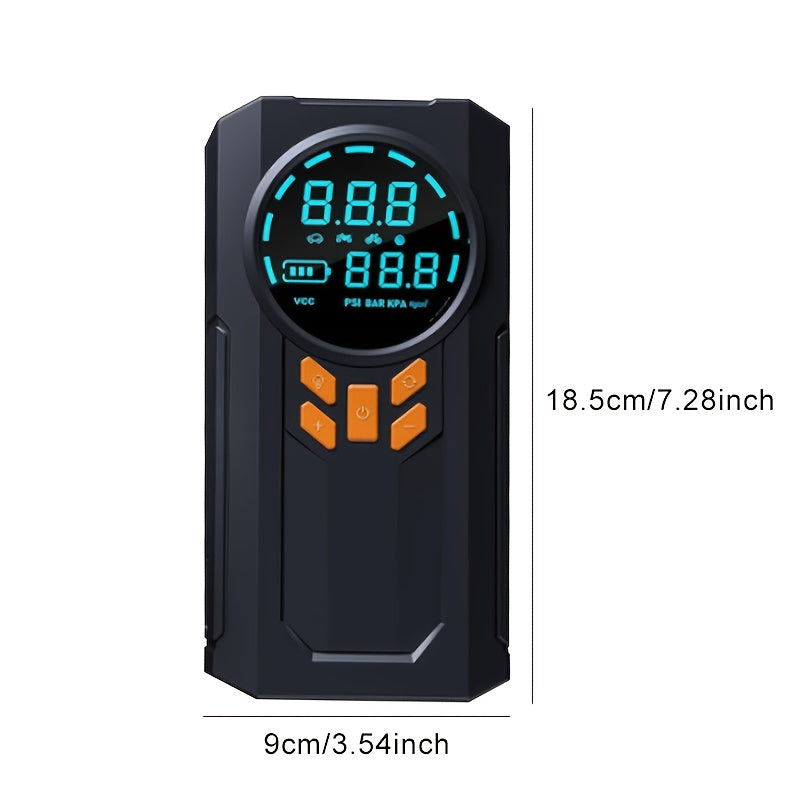 Portable Car Jump Starter & Tire Inflator – 5-in-1 Multi-Function with LED Display