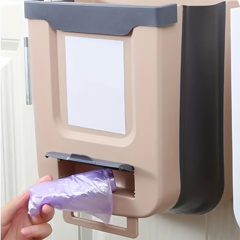 Foldable Wall-Mounted Trash Can for Cabinet Doors
