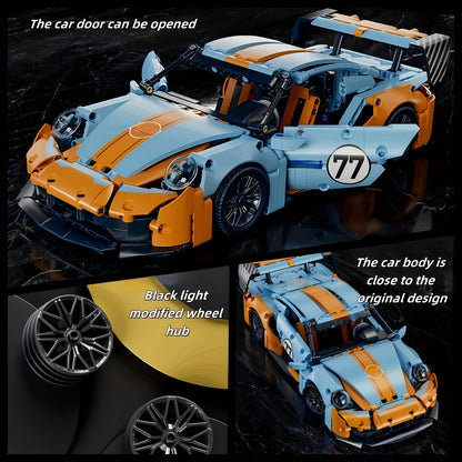 1280Ocs+ Orange Sports Car Building Blocks, Racing Car Building Block Toy Set, a Perfect Birthday Gift, Easter Gift, for Boyfriend Or Husband.