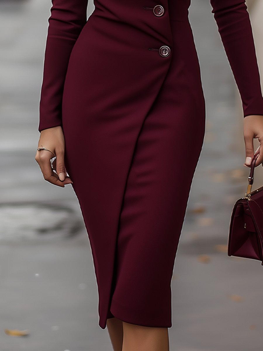 Elegant Burgundy Wrap Dress